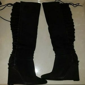 Black Wedge Boots